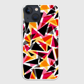 Чехол для iPhone 13 mini с принтом Разноцветные треугольники ,  |  | абстрактный | геометрические фигуры | геометрический узор | желтый | красный | полигональный | разноцветный | треугольники | черный