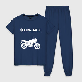 Женская пижама хлопок с принтом BAJAJ / БАДЖАДЖ / MOTOSPORT , 100% хлопок | брюки и футболка прямого кроя, без карманов, на брюках мягкая резинка на поясе и по низу штанин | avenger. | bajaj | boxer | dominar | motorcycle | motosport | pulsar | racing | speed | sport | баджадж | байк | гонки | двигатель | мото | мотокросс | мотоспорт | мототриал | мотоцикл | скорость | спорт