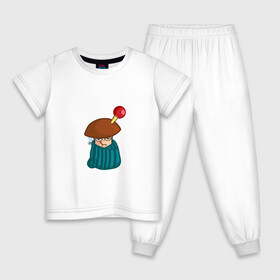 Детская пижама хлопок с принтом Больной , 100% хлопок |  брюки и футболка прямого кроя, без карманов, на брюках мягкая резинка на поясе и по низу штанин
 | mushroom | болезнь | градусник | гриб | клизма | мультяшка | плед | смайл