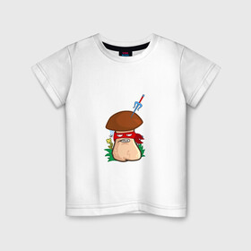 Детская футболка хлопок с принтом Рафаэль , 100% хлопок | круглый вырез горловины, полуприлегающий силуэт, длина до линии бедер | mushroom | гриб | мультяшка | ниндзя | повязка | рафаэль | сай | смайл
