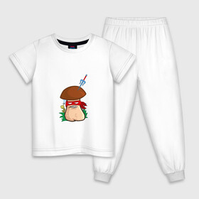 Детская пижама хлопок с принтом Рафаэль , 100% хлопок |  брюки и футболка прямого кроя, без карманов, на брюках мягкая резинка на поясе и по низу штанин
 | mushroom | гриб | мультяшка | ниндзя | повязка | рафаэль | сай | смайл