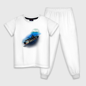 Детская пижама хлопок с принтом Подводная лодка , 100% хлопок |  брюки и футболка прямого кроя, без карманов, на брюках мягкая резинка на поясе и по низу штанин
 | день вмф | иллюстрация | лодка | море | моряк | подводник