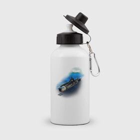 Бутылка спортивная с принтом Подводная лодка , металл | емкость — 500 мл, в комплекте две пластиковые крышки и карабин для крепления | день вмф | иллюстрация | лодка | море | моряк | подводник