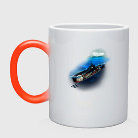 Кружка хамелеон с принтом Подводная лодка , керамика | меняет цвет при нагревании, емкость 330 мл | Тематика изображения на принте: день вмф | иллюстрация | лодка | море | моряк | подводник