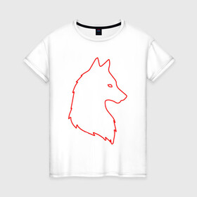 Женская футболка хлопок с принтом Неоновый волк , 100% хлопок | прямой крой, круглый вырез горловины, длина до линии бедер, слегка спущенное плечо | волк | зверь | красный | неон | силуэт