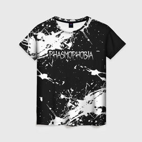 Женская футболка 3D с принтом Phasmophobia  краска , 100% полиэфир ( синтетическое хлопкоподобное полотно) | прямой крой, круглый вырез горловины, длина до линии бедер | horror | phasmophobia | игра | пхасмафобия | пхасмофобия | фазмофобия | фасмофобия | хоррор