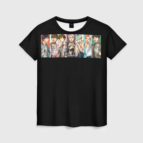 Женская футболка 3D с принтом BTS , 100% полиэфир ( синтетическое хлопкоподобное полотно) | прямой крой, круглый вырез горловины, длина до линии бедер | bts | kim taehyung | rap monster | suga | v