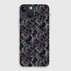 Чехол для iPhone 13 mini с принтом Коричневый абстрактный узор ,  |  | абстрактный | камуфляжный | милитари | мужской | пестрый | темно коричневый | штрихи