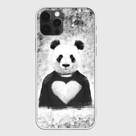 Чехол для iPhone 12 Pro Max с принтом Панда Любовь Сердце Меланж  , Силикон |  | animals | beast | panda | глаза | животные | звери | краски | любовь | меланж | милые | панда | пятна | растения | сердце | серый | цветы | чб | эвкалипт