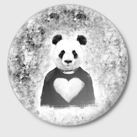 Значок с принтом Панда Любовь Сердце Меланж  ,  металл | круглая форма, металлическая застежка в виде булавки | Тематика изображения на принте: animals | beast | panda | глаза | животные | звери | краски | любовь | меланж | милые | панда | пятна | растения | сердце | серый | цветы | чб | эвкалипт