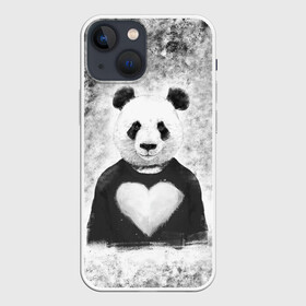 Чехол для iPhone 13 mini с принтом Панда Любовь Сердце Меланж ,  |  | animals | beast | panda | глаза | животные | звери | краски | любовь | меланж | милые | панда | пятна | растения | сердце | серый | цветы | чб | эвкалипт