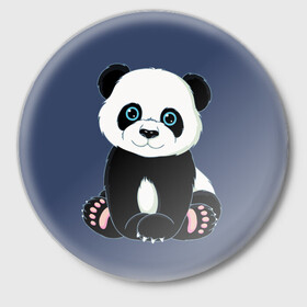 Значок с принтом Милая Панда (Sweet Panda) ,  металл | круглая форма, металлическая застежка в виде булавки | animals | beast | panda | глаза | детям | животные | звери | лапки | милые | мульт | панда | растения | цветы | эвкалипт