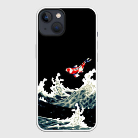 Чехол для iPhone 13 с принтом Карп Кои Волна Япония Рыба ,  |  | fish | japan | koi | ocean | sea | style | waves | аниме | вода | волны | животные | иероглифы | карпы | кои | культура | море | надпись | океан | рыбы | стиль | япония