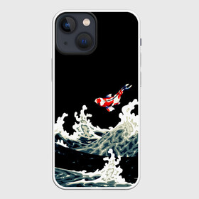 Чехол для iPhone 13 mini с принтом Карп Кои Волна Япония Рыба ,  |  | Тематика изображения на принте: fish | japan | koi | ocean | sea | style | waves | аниме | вода | волны | животные | иероглифы | карпы | кои | культура | море | надпись | океан | рыбы | стиль | япония