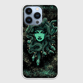 Чехол для iPhone 13 Pro с принтом Медуза ,  |  | бирюзовый. | греческие мифология | женщина | змеи | краски | красный | медуза горгона