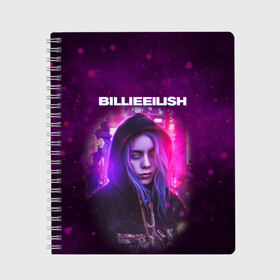 Тетрадь с принтом BILLIE EILISH | GLITCH (Z) , 100% бумага | 48 листов, плотность листов — 60 г/м2, плотность картонной обложки — 250 г/м2. Листы скреплены сбоку удобной пружинной спиралью. Уголки страниц и обложки скругленные. Цвет линий — светло-серый
 | Тематика изображения на принте: be | billie | billie eilish | blohsh | ghoul | glitch | айлиш | билли | билли айлиш | бэрд | глитч | пайрат | пайрат бэрд