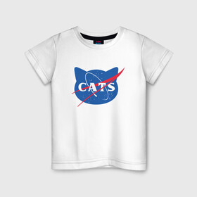 Детская футболка хлопок с принтом Cats NASA , 100% хлопок | круглый вырез горловины, полуприлегающий силуэт, длина до линии бедер | animal | cat | cute | kitty | meow | nasa | space | друг | животные | киска | кися | китти | космос | кот | котенок | котик | котэ | кошечка | кошка | мур | мяу | питомец