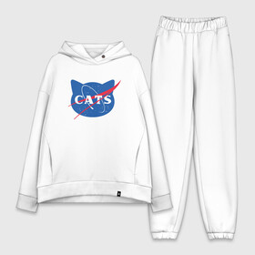 Женский костюм хлопок Oversize с принтом Cats NASA ,  |  | animal | cat | cute | kitty | meow | nasa | space | друг | животные | киска | кися | китти | космос | кот | котенок | котик | котэ | кошечка | кошка | мур | мяу | питомец