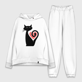 Женский костюм хлопок Oversize с принтом Heart Cat ,  |  | animal | cat | cute | kitty | meow | друг | животные | киска | кися | китти | кот | котенок | котик | котэ | кошечка | кошка | мур | мяу | питомец | сердце