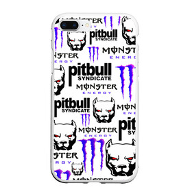 Чехол для iPhone 7Plus/8 Plus матовый с принтом PITBULL SYNDICATE X MONSTER , Силикон | Область печати: задняя сторона чехла, без боковых панелей | Тематика изображения на принте: games | monster energy | pitbull syndicate | игры | питбудь синдикат | питбуль | разработчик игр | собака | энергетик. | эрик давидыч