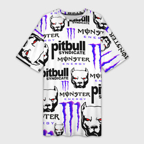 Платье-футболка 3D с принтом PITBULL SYNDICATE X MONSTER ,  |  | games | monster energy | pitbull syndicate | игры | питбудь синдикат | питбуль | разработчик игр | собака | энергетик. | эрик давидыч