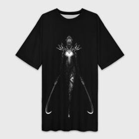 Платье-футболка 3D с принтом Phantom Assassin   Dota 2 ,  |  | art | b w | digitals 2d | dota 2 | pa | дота 2 | фантомка | ч б | черно белое.