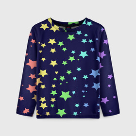 Детский лонгслив 3D с принтом Звезды , 100% полиэстер | длинные рукава, круглый вырез горловины, полуприлегающий силуэт
 | звезда | звездопад | небо | ночь | разноцветный