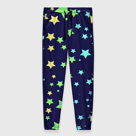 Женские брюки 3D с принтом Звезды , полиэстер 100% | прямой крой, два кармана без застежек по бокам, с мягкой трикотажной резинкой на поясе и по низу штанин. В поясе для дополнительного комфорта — широкие завязки | звезда | звездопад | небо | ночь | разноцветный