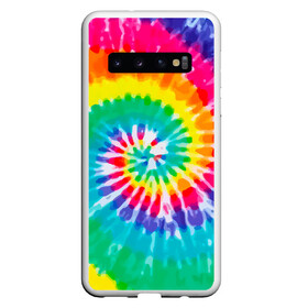 Чехол для Samsung Galaxy S10 с принтом Тай Дай , Силикон | Область печати: задняя сторона чехла, без боковых панелей | tai dai | дай дай | дайдай | желтый | зеленый | краски | красный | красочная | круг | окрашивание связыванием | оранжевый | радужный | ручная работа | сибори дзомэ | синий | скрученная | скручивание