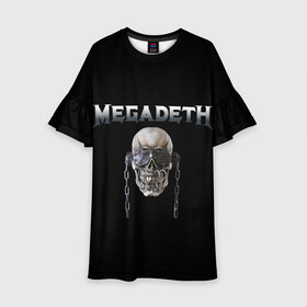 Детское платье 3D с принтом Megadeth , 100% полиэстер | прямой силуэт, чуть расширенный к низу. Круглая горловина, на рукавах — воланы | megadeth | rock | trash metal | мега | мегадетх | метал | рок