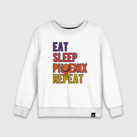 Детский свитшот хлопок с принтом Eat, Sleep, Phoenix , 100% хлопок | круглый вырез горловины, эластичные манжеты, пояс и воротник | basketball | mvp | nba | phoenix | sport | streetball | suns | аризона | баскетбол | игра | крис пол | мяч | нба | санс | спорт | стритбол | тренер | финикс | чемпион