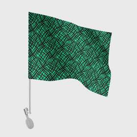 Флаг для автомобиля с принтом Абстрактный зелено-черный узор , 100% полиэстер | Размер: 30*21 см | абстрактный | зеленый | креативный камуфляж | линии | молодежный | полосатый | черный