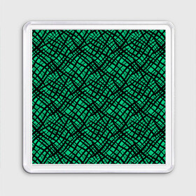 Магнит 55*55 с принтом Абстрактный зелено-черный узор , Пластик | Размер: 65*65 мм; Размер печати: 55*55 мм | абстрактный | зеленый | креативный камуфляж | линии | молодежный | полосатый | черный
