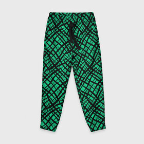 Детские брюки 3D с принтом Абстрактный зелено-черный узор , 100% полиэстер | манжеты по низу, эластичный пояс регулируется шнурком, по бокам два кармана без застежек, внутренняя часть кармана из мелкой сетки | абстрактный | зеленый | креативный камуфляж | линии | молодежный | полосатый | черный