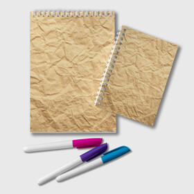 Блокнот с принтом БУМАЖНАЯ ТЕКСТУРА , 100% бумага | 48 листов, плотность листов — 60 г/м2, плотность картонной обложки — 250 г/м2. Листы скреплены удобной пружинной спиралью. Цвет линий — светло-серый
 | grey | papper | texture | бумага | картон | лист | мятая | паттерн | сгибы | серый | текстура | упаковка
