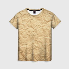 Женская футболка 3D с принтом БУМАЖНАЯ ТЕКСТУРА , 100% полиэфир ( синтетическое хлопкоподобное полотно) | прямой крой, круглый вырез горловины, длина до линии бедер | grey | papper | texture | бумага | картон | лист | мятая | паттерн | сгибы | серый | текстура | упаковка
