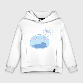 Детское худи Oversize хлопок с принтом  I am a not bad slime!!! , френч-терри — 70% хлопок, 30% полиэстер. Мягкий теплый начес внутри —100% хлопок | боковые карманы, эластичные манжеты и нижняя кромка, капюшон на магнитной кнопке | Тематика изображения на принте: i am a not bad slime | rimuru | slime | tempest | о моем перерождении в слизь | римуру | слизь | темпест