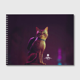 Альбом для рисования с принтом Stray Game 2021 , 100% бумага
 | матовая бумага, плотность 200 мг. | 2021 | cat | cyberpunk | game | stray | бродилка | бродить | бродячий | киберпанк | кот | стрей | стрэй