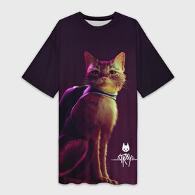 Платье-футболка 3D с принтом Stray Game 2021 ,  |  | 2021 | cat | cyberpunk | game | stray | бродилка | бродить | бродячий | киберпанк | кот | стрей | стрэй