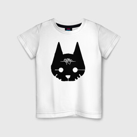 Детская футболка хлопок с принтом Stray Game 2021 , 100% хлопок | круглый вырез горловины, полуприлегающий силуэт, длина до линии бедер | 2021 | cat | cyberpunk | game | stray | бродилка | бродить | бродячий | киберпанк | кот | стрей | стрэй