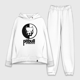 Женский костюм хлопок Oversize с принтом PITBULL SYNDICATE | ПИТБУЛЬ ,  |  | america | animals | pitbull | pitbull syndicate | sport | usa | америка | животные | питбуль | питбуль синдикат | питбультерьер | собаки | спорт | сша