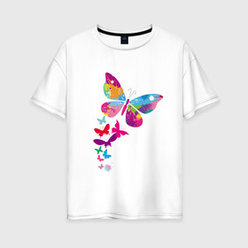 Женская футболка хлопок Oversize с принтом Такие как моя душа , 100% хлопок | свободный крой, круглый ворот, спущенный рукав, длина до линии бедер
 | бабочки | крылатые | крылья | насекомые | палитра красок | такие как моя душа