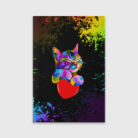 Обложка для паспорта матовая кожа с принтом РАДУЖНЫЙ КОТИК / RAINBOW KITTY , натуральная матовая кожа | размер 19,3 х 13,7 см; прозрачные пластиковые крепления | Тематика изображения на принте: heart | kitty | like | low poly | rainbow | животные | звери | котик | лайк | радуга | радужный котик | сердечко | цветные