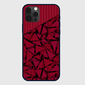 Чехол для iPhone 12 Pro с принтом Красный комбинированный узор  , силикон | область печати: задняя сторона чехла, без боковых панелей | абстрактный | в полоску | геометрический | красный | полосатый | современный