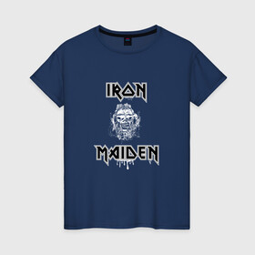 Женская футболка хлопок с принтом IRON MAIDEN | АЙРОН МЕЙДЕН (Z) , 100% хлопок | прямой крой, круглый вырез горловины, длина до линии бедер, слегка спущенное плечо | iron maiden | logo | music | rock | айрон мэйден | железная дева | лого | музик | рок | стив харрис | ужасы | хеви метал