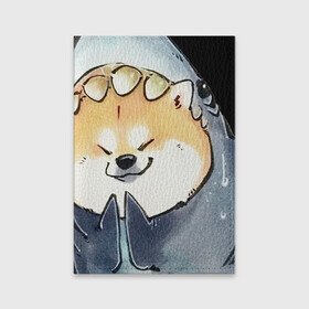 Обложка для паспорта матовая кожа с принтом Акуло-пёс , натуральная матовая кожа | размер 19,3 х 13,7 см; прозрачные пластиковые крепления | акита ину | акула | арт | костюм | пёс | рисунок | рыжая собака | рыжий пёс | сиба ину | собака