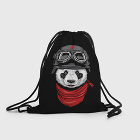 Рюкзак-мешок 3D с принтом Панда Танкист  , 100% полиэстер | плотность ткани — 200 г/м2, размер — 35 х 45 см; лямки — толстые шнурки, застежка на шнуровке, без карманов и подкладки | animal | funny | panda | военный | животные | звери | милые | очки | панда | прикол | хипстер
