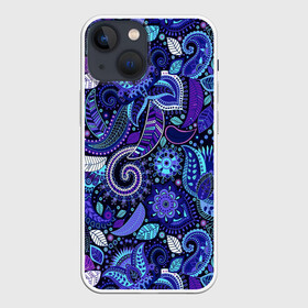 Чехол для iPhone 13 mini с принтом Цветочная роспись ,  |  | вензеля | листья | роспись | узор | узоры | цветочная роспись | цветы