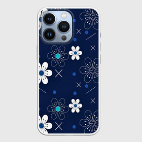 Чехол для iPhone 13 Pro с принтом Ночная поляна ,  |  | горошек | ночная поляна | ромашки | узор | узоры | цветы