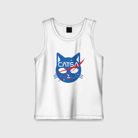 Детская майка хлопок с принтом CATSA ,  |  | Тематика изображения на принте: animal | cat | cute | kitty | meow | nasa | space | друг | животные | киска | кися | китти | космонавт | космос | кот | котенок | котик | котэ | кошечка | кошка | мур | мяу | питомец